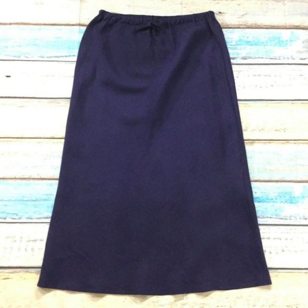 Kate Hill Womens Skirt siz Large Purple Flare A-Line Linen Pull On Stretch Waist
